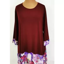 Bordó  alapszínű, muszlin rátétes tunika 3XL/5XL