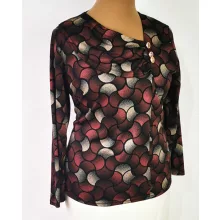 Kerek  nyakú, hosszú ujjú,  színes mintás, pamutos anyagú felső XL-4XL
