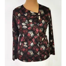 Kerek  nyakú, hosszú ujjú,  színes mintás, pamutos anyagú felső XL-4XL