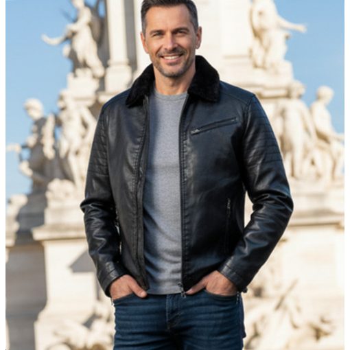 Cipzáras, műbőr férfi dzseki XL- 2XL