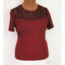 Bordó színű, rövid  ujjú felső 42-52