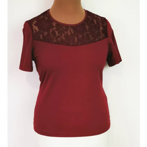 Bordó színű, rövid  ujjú felső 42-52
