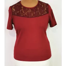Bordó színű, rövid  ujjú felső 42-52