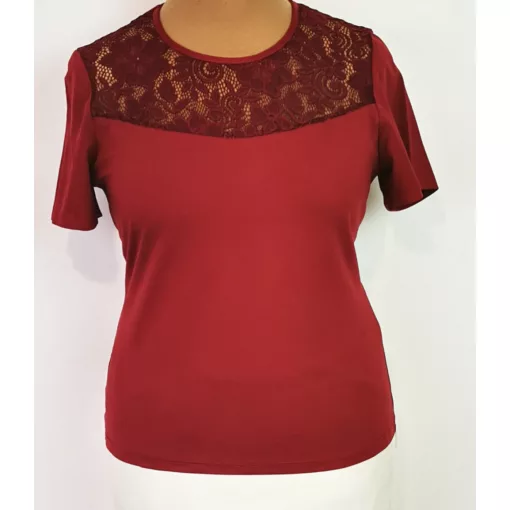 Bordó színű, rövid  ujjú felső 42-52