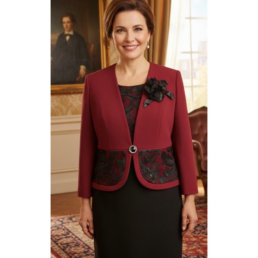 Gyönyörű, enyhén csillogó hímzéssel díszített, két részes alkalmi kosztüm 42-56