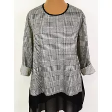 Fekete alapszínen, fehér mintás, alsó részén muszlin rátétes tunika 3XL/5XL