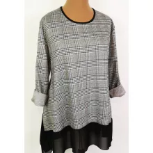 Fekete alapszínen, fehér mintás, alsó részén muszlin rátétes tunika 3XL/5XL