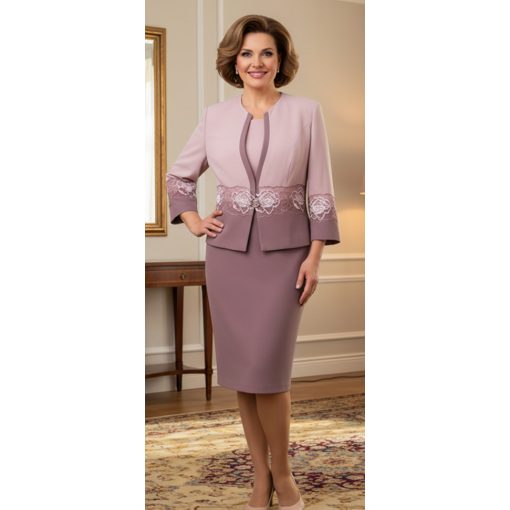 Gyönyörű, mályva színű, két részes alkalmi kosztüm 42-56