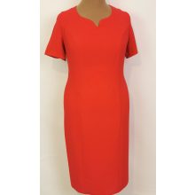 "V" nyakú, rövid ujjú, hátul cipzáras, felsliccelt, selyembéléses ruha  44-54