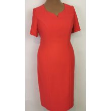 "V" nyakú, rövid ujjú, hátul cipzáras, felsliccelt, selyembéléses ruha  44-54