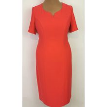 "V" nyakú, rövid ujjú, hátul cipzáras, felsliccelt, selyembéléses ruha  44-54