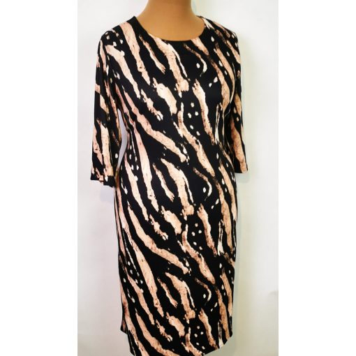 Fekete-barna  mintával díszített ruha 42-52