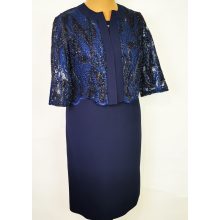 Gyönyörű két részes, sötétkék színű, alkalmi ruha 44-56