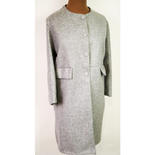 Kerek nyakú, patentos záródású, szövet anyagú átmenti kabát, ajándék sállal XL-2XL