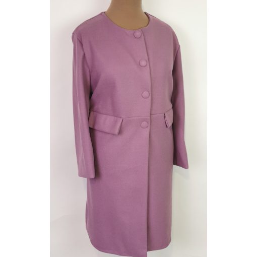 Kerek nyakú, patentos záródású, szövet anyagú átmenti kabát, ajándék sállal XL-2XL