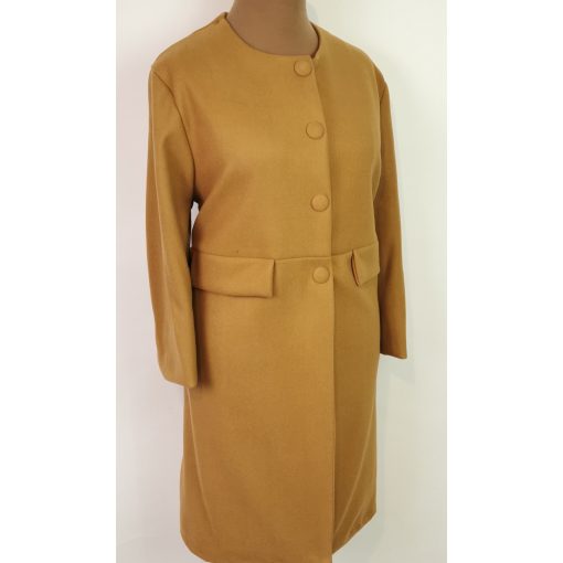 Kerek nyakú, patentos záródású, szövet anyagú átmenti kabát, ajándék sállal XL-2XL