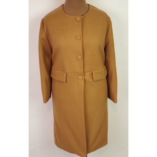 Kerek nyakú, patentos záródású, szövet anyagú átmenti kabát, ajándék sállal XL-2XL