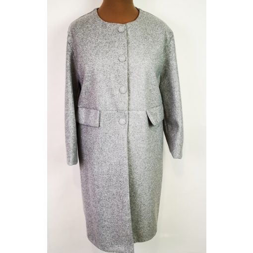 Kerek nyakú, patentos záródású, szövet anyagú átmenti kabát, ajándék sállal XL-2XL