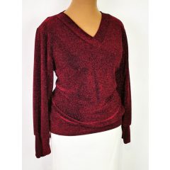   "V" nyakú, hosszú, rózsaszín színű, csillogó mintás, selymes anyagú alkalmi felső 46-52