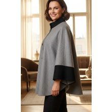 Selyembéléses, bézs alapszínű, cipzárral variálható, átmeneti, alkalmi szövet kabát 4XL/5XL-5XL/6XL