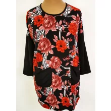 Piros-bordó-fehér színű, virág mintás tunika 2XL-3XL