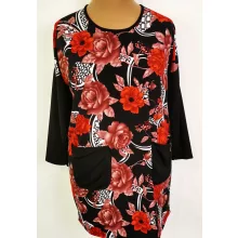 Piros-bordó-fehér színű, virág mintás tunika 2XL-3XL
