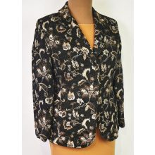 Végig gombos, sötétbarna-világosbarna mintás kiskabát 46-50