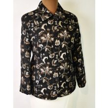 Végig gombos, sötétbarna-világosbarna mintás kiskabát 46-50