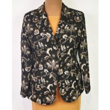 Végig gombos, sötétbarna-világosbarna mintás kiskabát 46-50