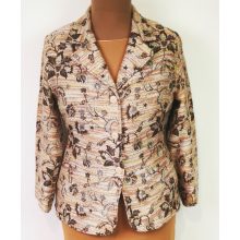 Gombos, bézs alapon színes mintás kiskabát 46-50