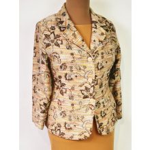 Gombos, bézs alapon színes mintás kiskabát 46-50
