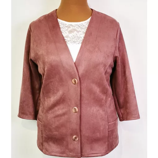 "V" nyakú, 3 gombos, zsebes, 3/4 ujjú, bársonyos tapintású alkalmi blézet XL-4XL