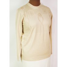 Kerek nyakú, hosszú ujjú, gépi kötött, enyhén csillogó mintás, pamutos anyagú felső XL/2XL