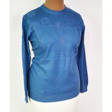 Kerek nyakú, hosszú ujjú, gépi kötött, enyhén csillogó mintás, pamutos anyagú felső XL/2XL