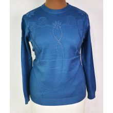Kerek nyakú, hosszú ujjú, gépi kötött, enyhén csillogó mintás, pamutos anyagú felső XL/2XL