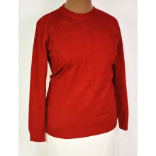 Kerek nyakú, hosszú ujjú, gépi kötött, enyhén csillogó mintás, pamutos anyagú felső XL/2XL