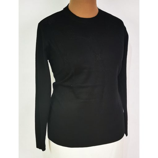Kerek nyakú, hosszú ujjú, gépi kötött, enyhén csillogó mintás, pamutos anyagú felső XL/2XL