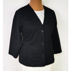   "V" nyakú, 3 gombos, zsebes, 3/4 ujjú, bársonyos tapintású alkalmi blézet XL-4XL