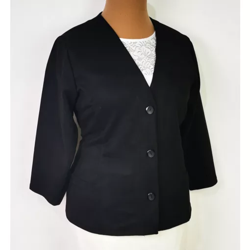 "V" nyakú, 3 gombos, zsebes, 3/4 ujjú, bársonyos tapintású alkalmi blézet XL-4XL