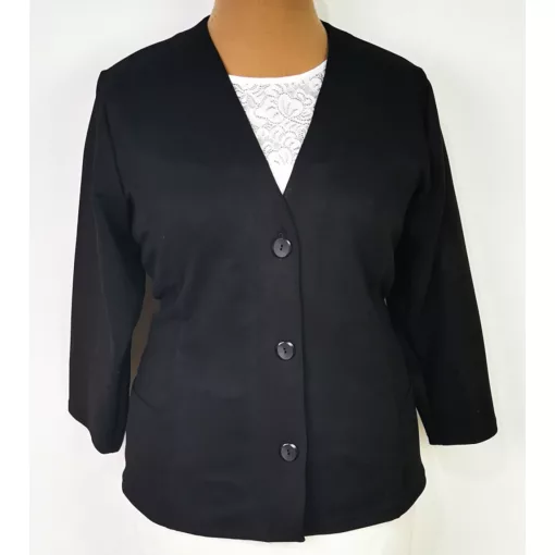 "V" nyakú, 3 gombos, zsebes, 3/4 ujjú, bársonyos tapintású alkalmi blézet XL-4XL