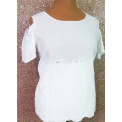   Vállvillantós, pille könnyű, deréknál virág mintával  díszített, alkalmi felső 42-52