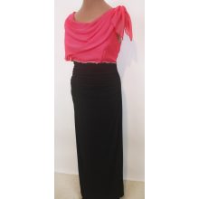 Vízesés nyakú, muszlin rátétes,  alkalmi maxi ruha 42-52