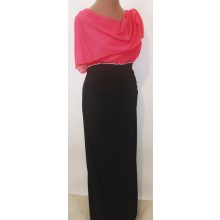 Vízesés nyakú, muszlin rátétes,  alkalmi maxi ruha 42-52