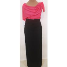 Vízesés nyakú, muszlin rátétes,  alkalmi maxi ruha 42-52