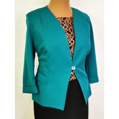Selymes anyagú, egy díszgombos, rövid ujjú blézer 46-54
