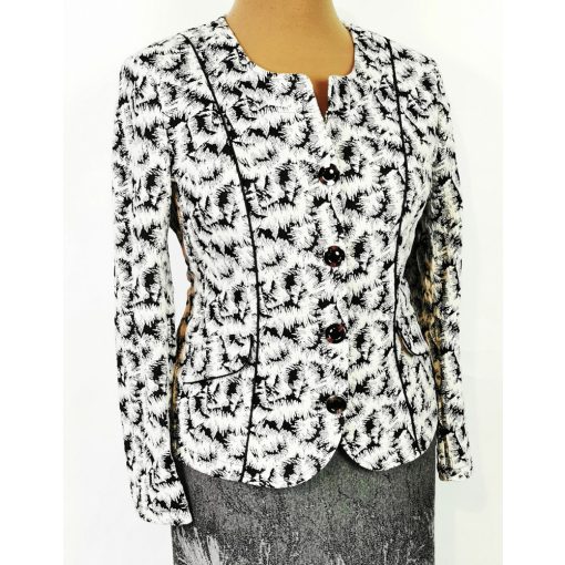 Fekete-fehér mintával díszített alkalmi blézer 44-50