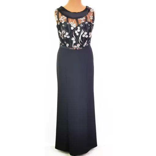 Gyönyörű, fekete színű alkalmi maxi ruha 48-60