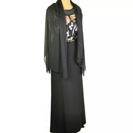 Gyönyörű, fekete színű alkalmi maxi ruha 48-60