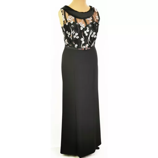 Gyönyörű, fekete színű alkalmi maxi ruha 48-60