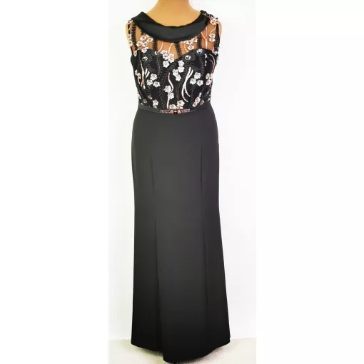 Gyönyörű, fekete színű alkalmi maxi ruha 48-60